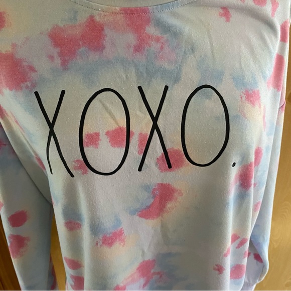 Rae Dunn • ‘XOXO’ Rainbow Tie Dye Crewneck Sweater - Picture 3 of 12